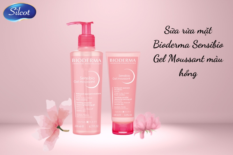 Sữa rửa mặt Bioderma cho da nhạy cảm Sensibio Gel Moussant màu hồng
