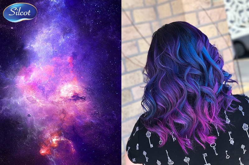 Màu tóc galaxy ánh tím đậm
