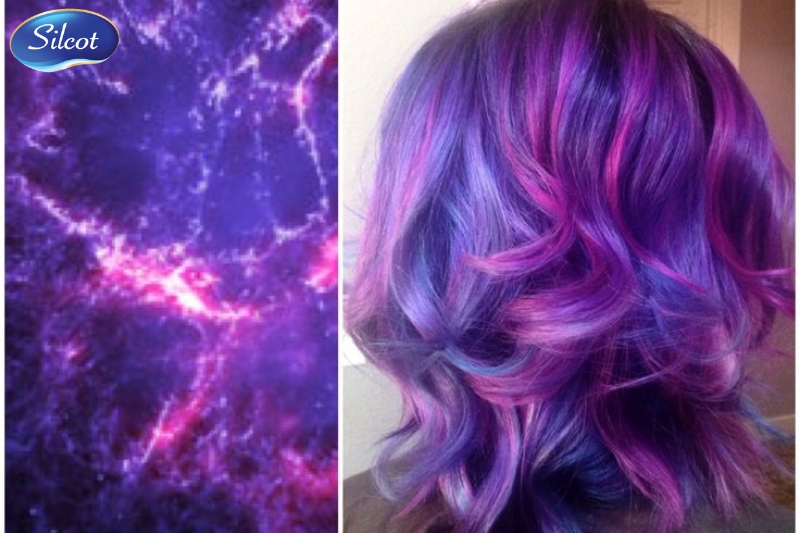 Màu tóc galaxy ánh tím nhạt