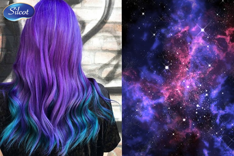 Màu tóc galaxy ánh xanh dương đậm