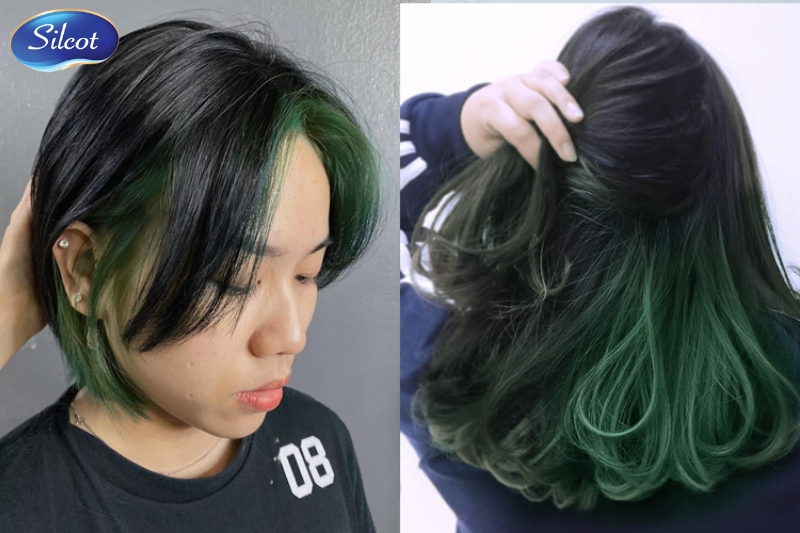 Nhuộm tóc hidden màu xanh rêu