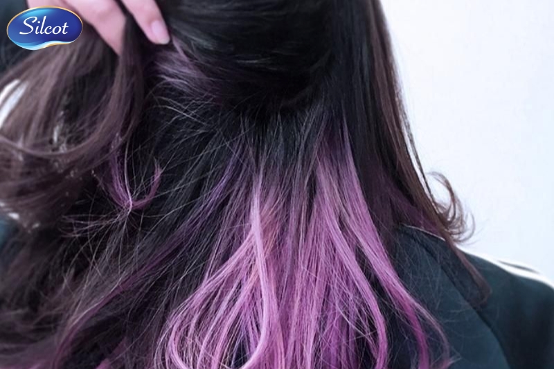 Nhuộm tóc màu tím highlight