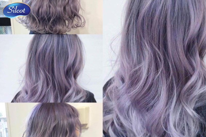 Nhuộm tóc màu tím khói