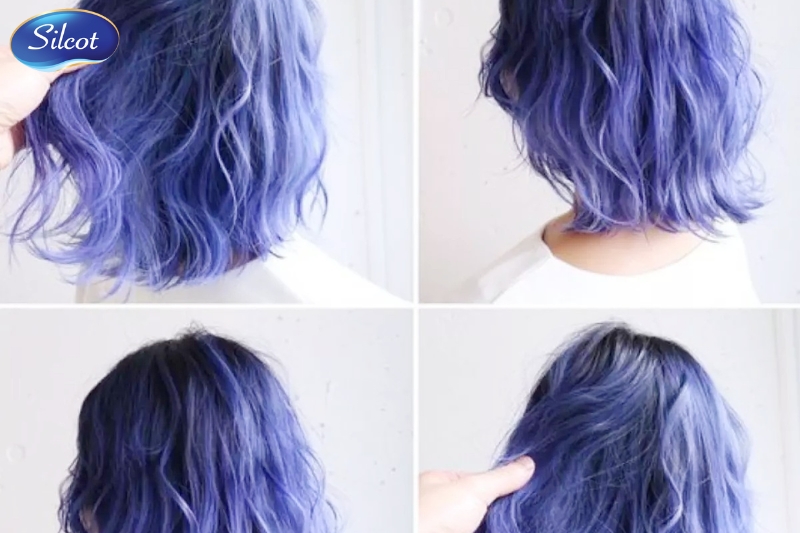 Nhuộm tóc màu tím xanh