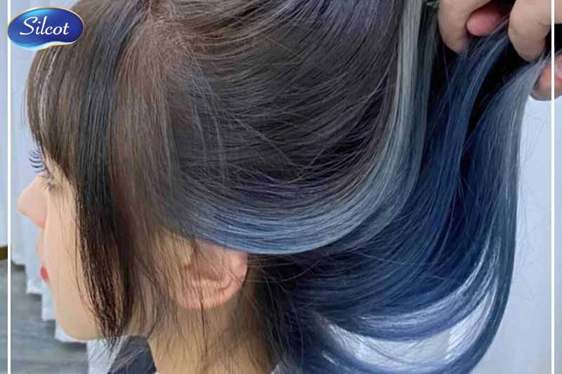 Nhuộm tóc sau gáy màu xanh dương