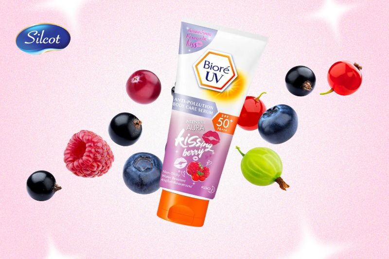 Bioré UV Anti-Pollution Body Care Serum Intensive Aura Kissing Berry 150ml - Dưỡng Sáng Với Hương Quả Mọng